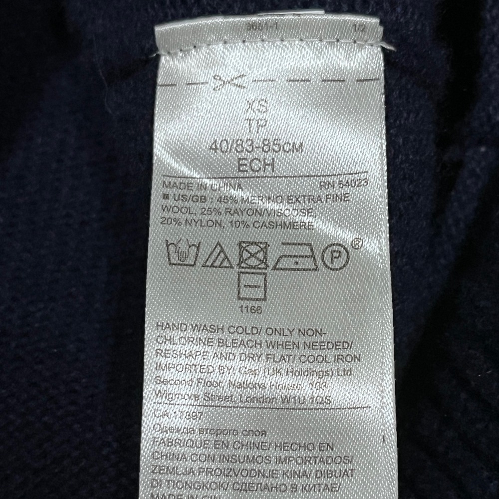 Banana‎ Republic Sweater XS Blue Merino Cashmere Bell Sleeve Italian Yarn 4003 - Picture 5 of 8